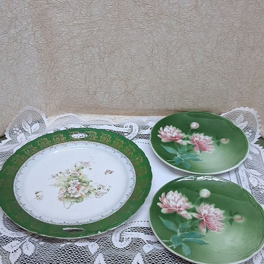 3 Pc gold trim floral plate Germany wittelsbach china D&S Bavaria&2 French Plate